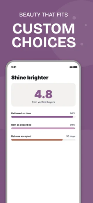 Personalised Beauty App Screenshot, page 1 of 5