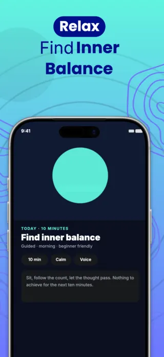 Meditation App Screenshot, page 1 of 5