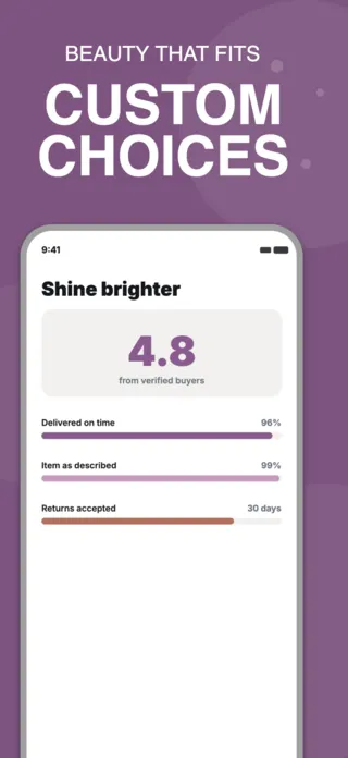 Personalised Beauty App Screenshot, page 1 of 5