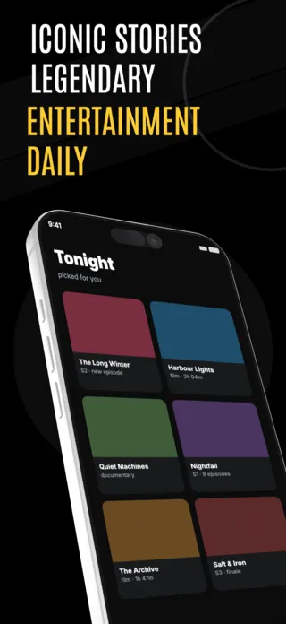 Entertainment Streaming App Screenshot, page 1 of 5