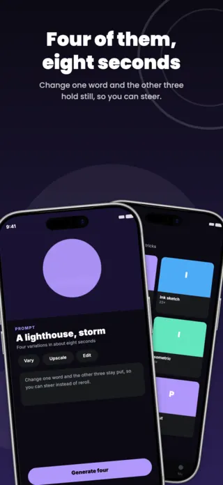 AI Image Generator App Screenshot Template, page 1 of 5
